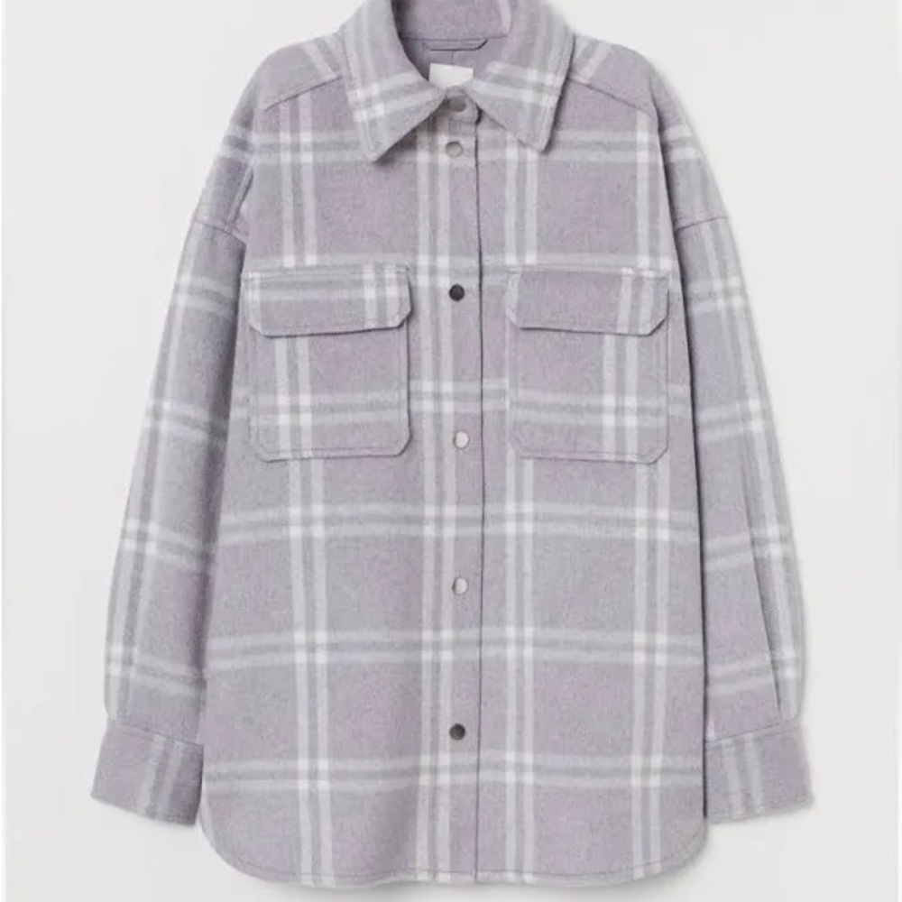 H&M Light Purple/White Plaid Shacket Small